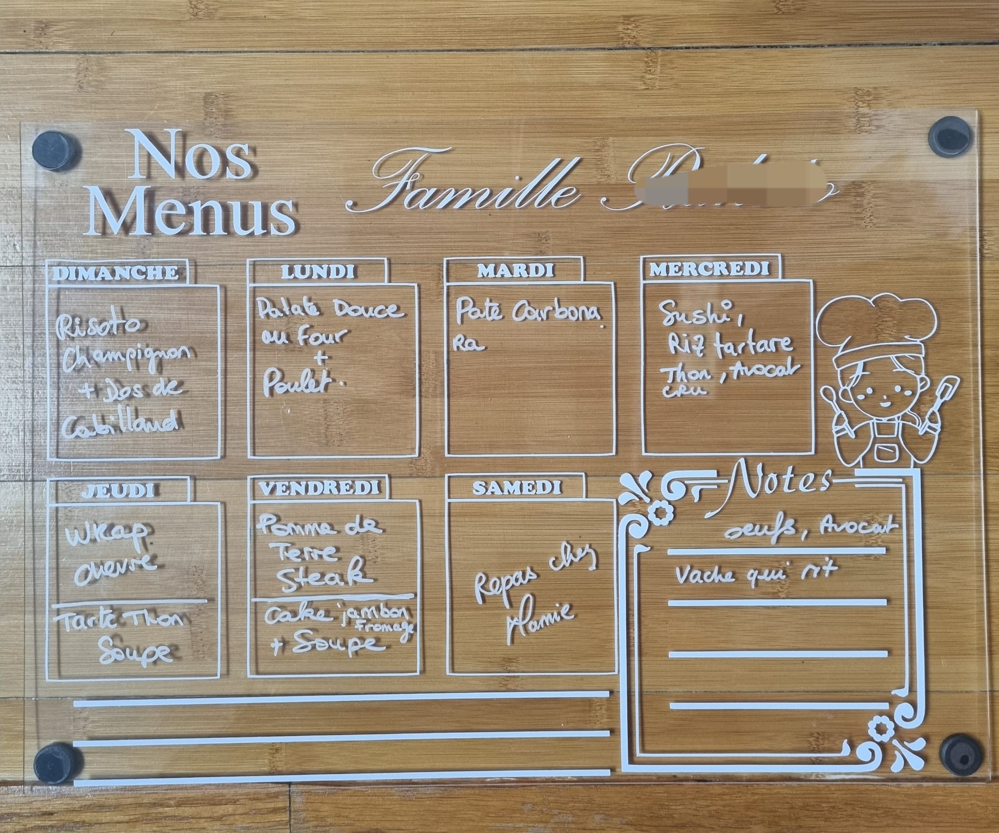 Plaque "Nos Menus"